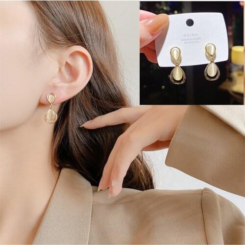 BXboxue Luxury Water Drop Shaped Opal Stud Earrings For Women Trendy Party Fashion Decoration Unusual Earrings Jewelry Gift