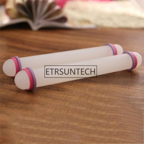 50pcs Plastic White Non-stick Fondant Rolling Pin Non-stick Glide Cake Dough Roller Decorating Cake Backing Roller