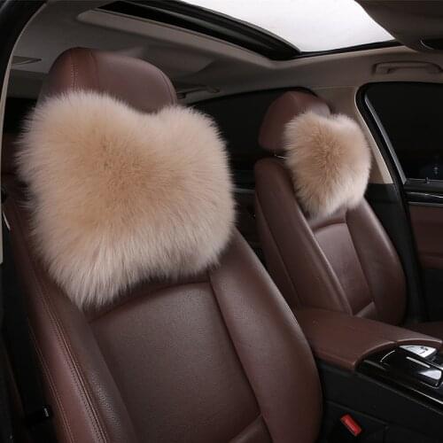 2Pcs Universal Winter Warm Auto Wool Fur Headrest Ultra Soft Pillow Neck Rest Cushion Thick Car Seat Head Support Neck Protector