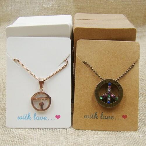 2design DIY Made with love necklace packing card, jewelry fashion products handmade with love display package card 100pcs