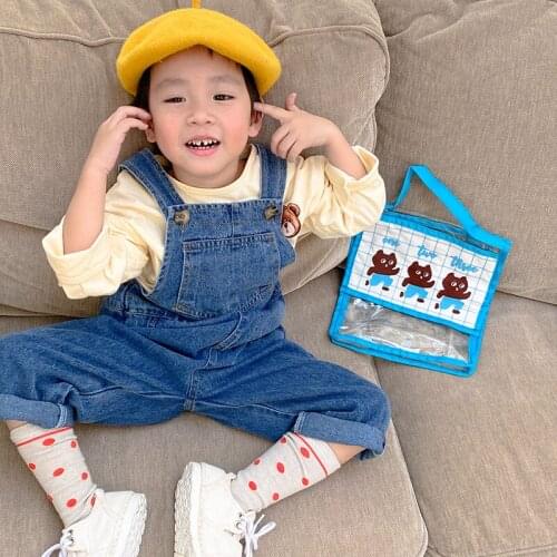 Spring New Kids Boys and Girls Fashion Casual Suspenders Jeans