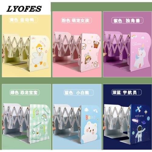 Retractable Bookends for Shelves Book Support Stand Adjustable Bookshelf Cartoon Colorful Desk Organizer Office Accessories
