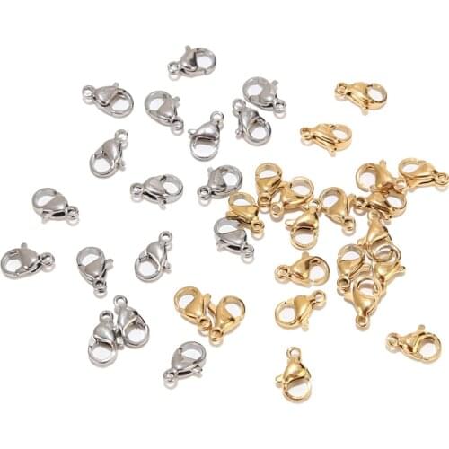 20pcs/lot Gold Tone Stainless Steel Lobster Clasps Hooks End Connectors For DIY Jewelry Necklace Bracelet Findings Making