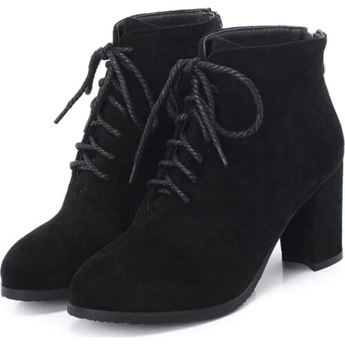 Big Size 9 10 11 12 boots women shoes ankle boots for women ladies boots shoes woman winter Cross strap back zipper suede