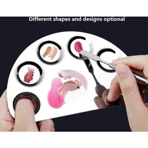 1SET Stainless Steel Makeup Mixer Color Palette Nail Polish Mixing Plate Foundation Eyeshadow Mixing Blending Plate with Spatula