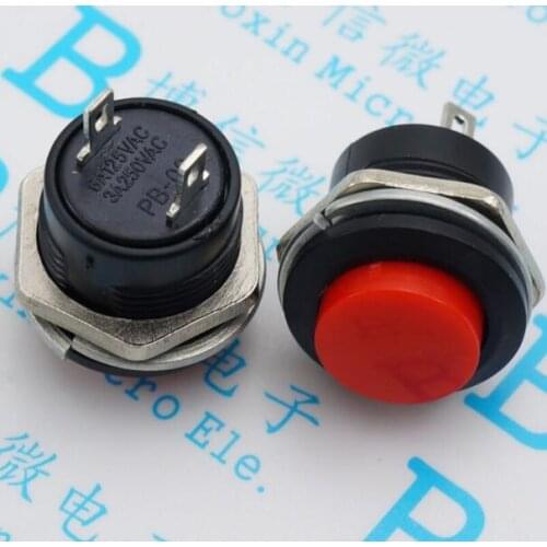10PCS/LOT R13-507 Red/Green Round Cap Reset Switch 16MM 3A 250V AC Non Locking Push Button Switch Jog Switches