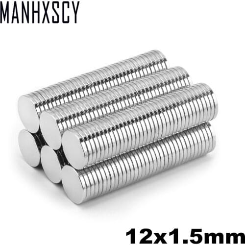 100pcs Neodymium N35 Dia 12mm X 1.5mm Strong Magnets Tiny Disc NdFeB Rare Earth For Crafts Models Fridge Sticking 12x1.5mm