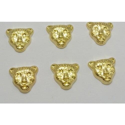 100 Gold Tone Metallic Acrylic Flatback Leopard Head 12mm No Hole Cell Phone Deco