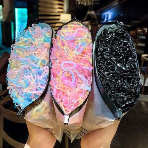 2000Pcs/Pack Disposable Childrens Hair Bands Girls Cute Elastic Rubber Band Rope Ponytail Gum Kid Hair Accessories Headband