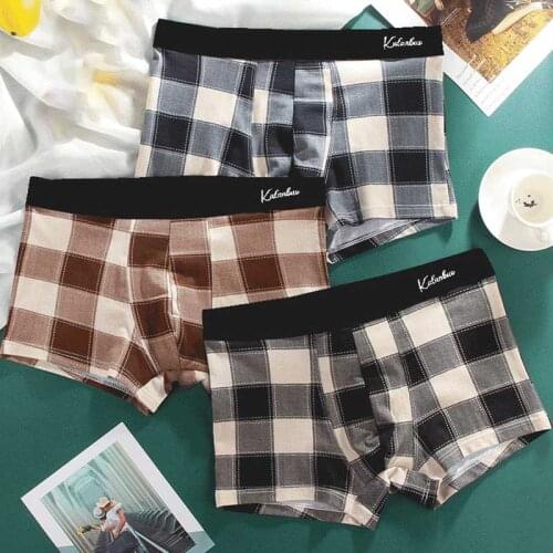 2021 Underwear Men 3pcs lattice Boxers Man Boxer Shorts Mens Underpants Mens Panties Underwear Cotton Boxer Shorts Plus Size 3xl