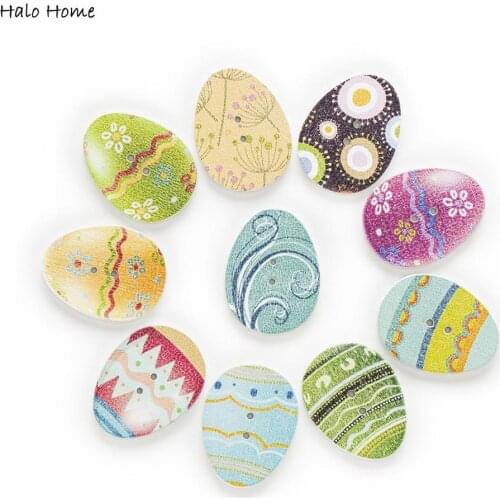 30pcs Easter egg Wood Buttons for Sewing Scrapbooking Clothing Headwear Handmade Crafts Home Decor Accessories DIY 31x23mm