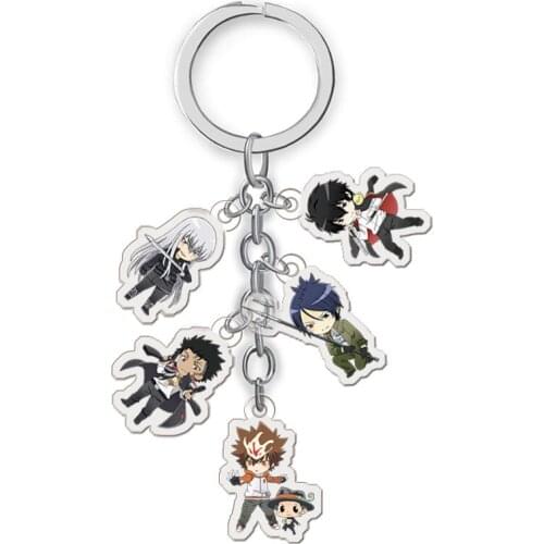 5PCS/Set Anime Collection Key Buckle HITMAN REBORN Acrylic Keychain Comic Figure Transparent Pendants Key Ring