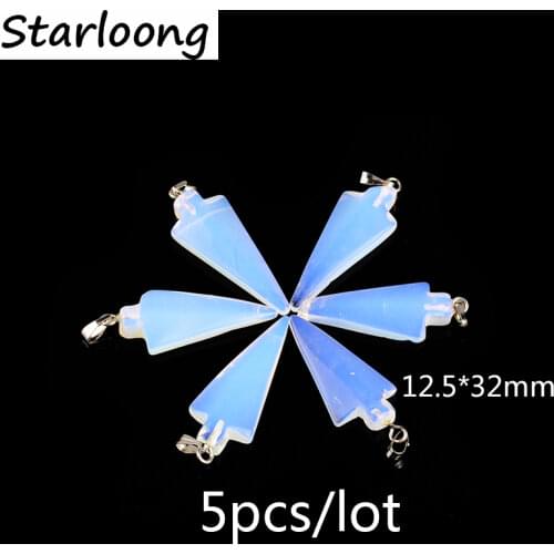 5pcs/lot Lance shape opal stone pendant little charm pendant for necklace DIY jewelry making