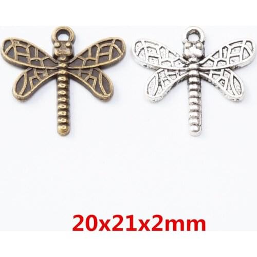 60 pieces of retro metal zinc alloy dragonfly pendant for DIY handmade jewelry necklace making 7342