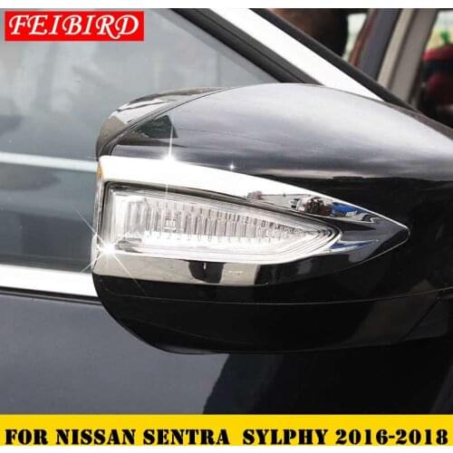 Accessories For Nissan Sentra Sylphy 2016 2017 2018 Rearview Mirror Strip Cover Trim ABS Chrome Bright Silver Style