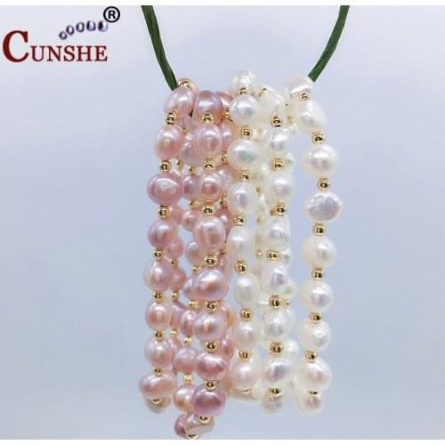 Pearl Bracelet Natural White Freshwater Pearl Pink Color purple Gift For Women