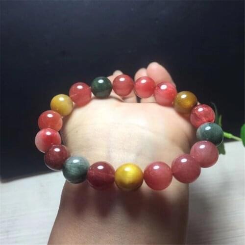 10mm Natural Copper Rutilated Quartz Bracelet For Women Men Cat Eye Crystal Round Beads Stretch Wealth Luck Stone Strands AAAAA