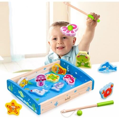 Children Fishing Toy Pool Simulation Play House Set Kitten Magnet Fishing Baby Math Recognition Educational Toys Gifts