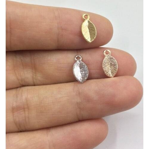 Eruifa Pretty 20pcs Mini Leaf 6*10mm Zinc alloy Women charms Wholesales necklace,earring bracelet jewelry DIY handmade 2 colors