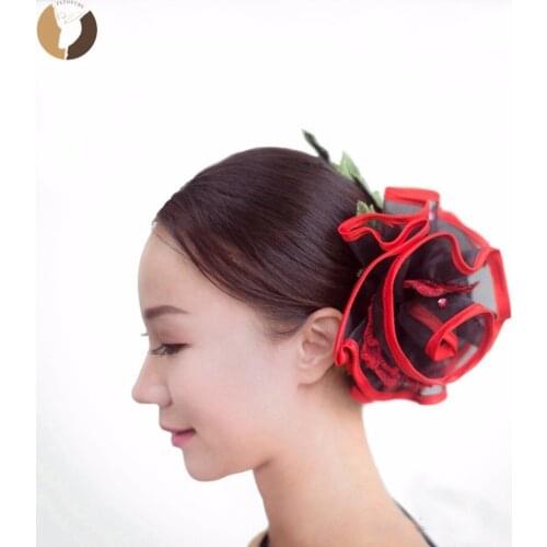 FLTOTURE Professional Ballet Headwear Red Black Color Tutu Don Quixote Headwears Spanish Competition Hair Accessories headband