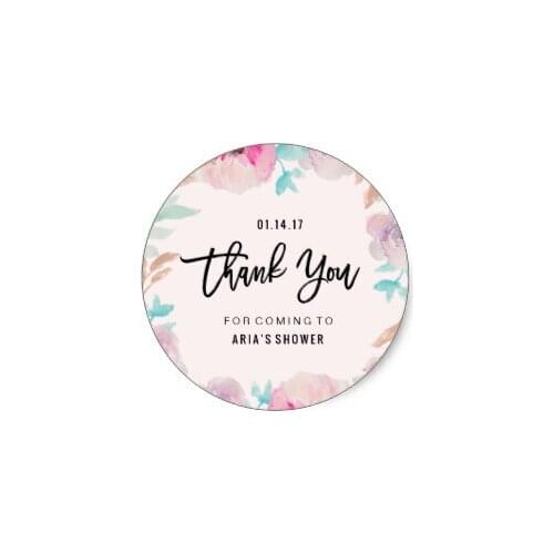 3.8cm Watercolor Flower Spring Thank You Sticker