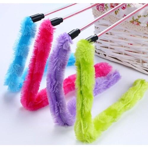 Random Color Cat Plush Wand Toy Interactive Long Pendant Cat Teaser Wand Kitten Play Wand Cat Training Chewing Toys Legendog