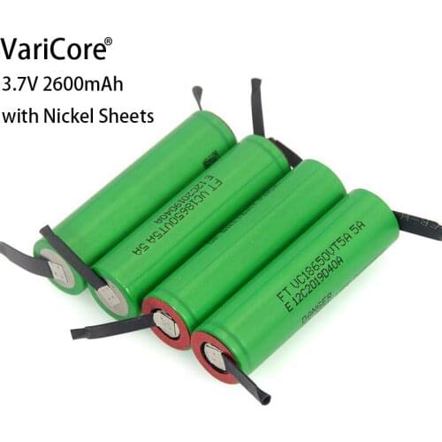 VariCore VTC5A 3.7V 2600mAh 18650 Lithium Battery 30A Discharge VC18650VTC5 batteries + DIY Nickel Sheets
