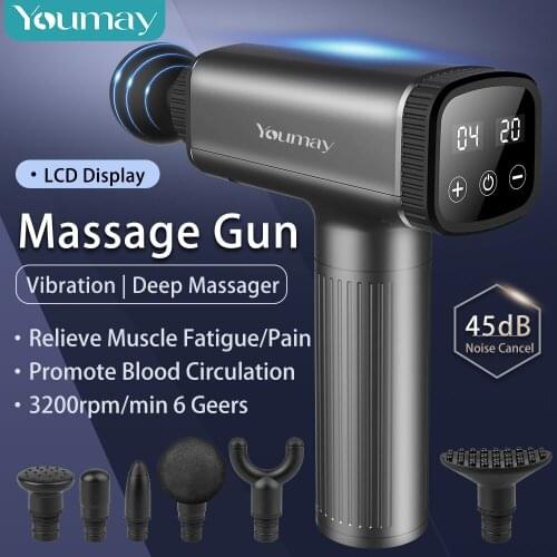 Youmay Massage Gun Fascia Gun Sport Therapy Muscle Massager Body Relaxation Pain Relief Slimming Shaping Massager LCD Display