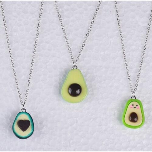 Fashion Kawaii food fruit heart Avocado pendant necklace for women girl link chain necklace jewelry jewellery boutique gift item
