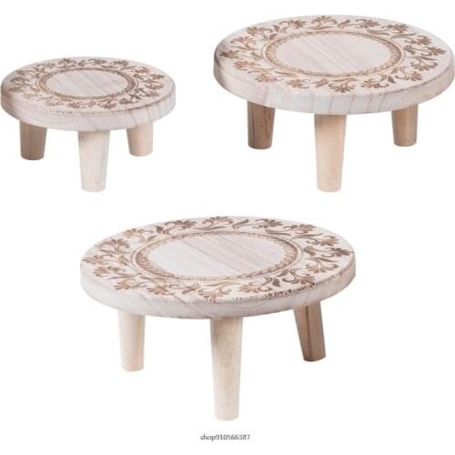 Printed Solid Wood Stool Flower Pot Stand Round Bench Plant and Succulent Flowerpot Base Holder Display Stand Stool Home ly15 21