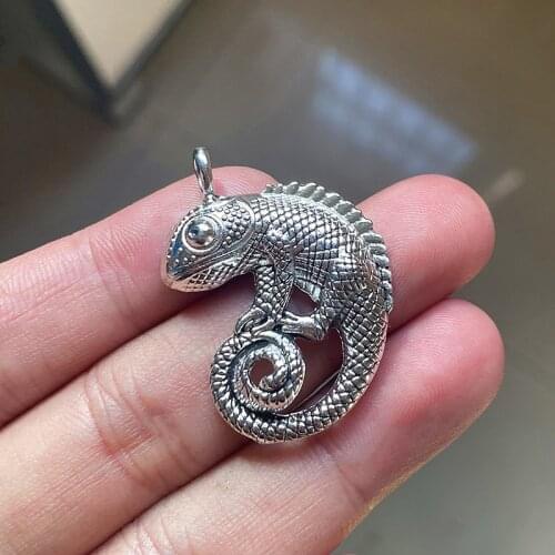 12pcs Pendant Gecko Chameleon Charm Pendants Tibetan Silver Color For DIY Necklace Jewelry Making Lizard Pendants Accessories