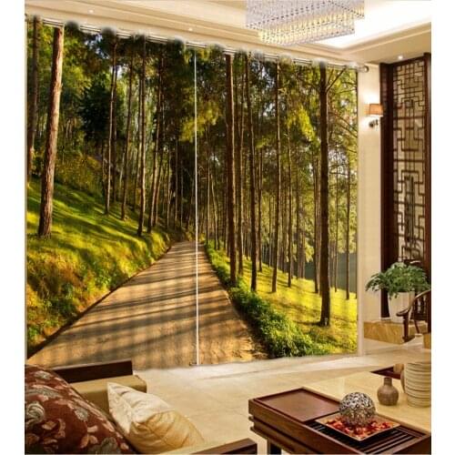 Green forest Luxury Blackout 3D Window Curtains For Living Room Bedroom Customized size Drapes Cortina Rideaux Cushion cover