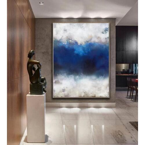 Hand Painted Original Abstract Canvas Wall Art Office Decor Cloud Abstract Oil Painting Large White Painting Home Decorative