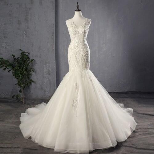 Custom Made Mermaid Wedding Dresses Boho Robe De Mariee Sirene Appliques Beading Elegant Trumpet Bridal Gowns Bruidsjurk