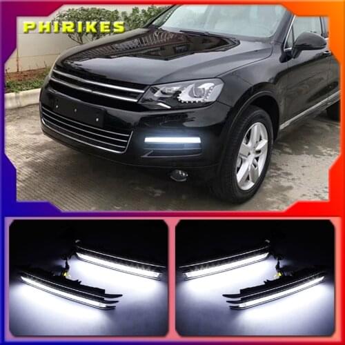 LED Daylight For VW Touareg 2011 2012 2013 2014 2015 with Turn Signal & Dimmed Function DRL Lamp