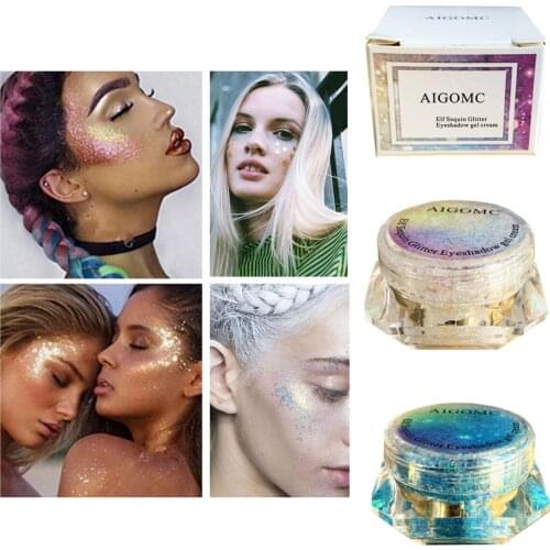 Glitter Eyeshadow Gel Cream Nail Hair Body Face Art Flash Heart Loose Sequins Cream Festival Glitter Decoration Party