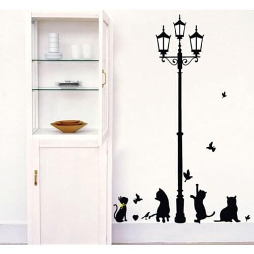 Street Lamp Butterfly Wall Stickers Living Room Bedroom Sofa Background Home Decoration Vinyl Mural Art Decals Wallpaper