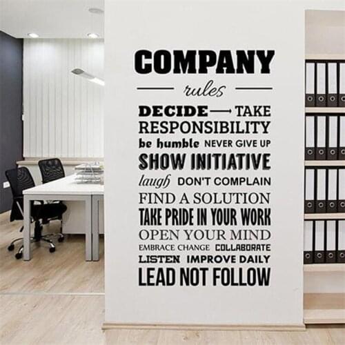 Company Rules Wall Decal Daily Positive Lead Inspirational Job Work Teamwork Vinyl Sticker Art Room Cabinet Office Decor HY569