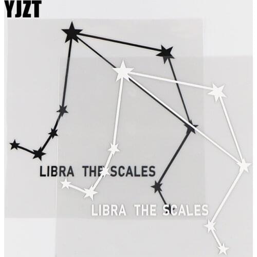 YJZT 13.7×14CM Interesting Stars Car Sticker Vinyl Decals Libra The Scales Black / Silver 10A-0456