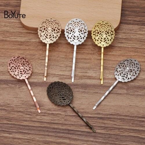 BoYuTe Custom Made (200 Pieces/Lot) 25*30MM Filigree Hair Clips Vintage Style Women Hair Accessories Materials