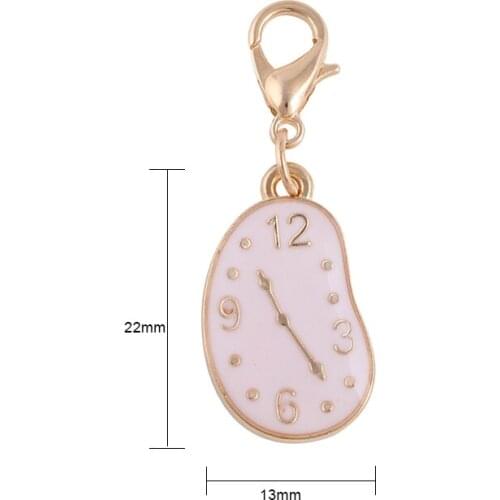 SHUYANI Lobster Clasp Pink Beads Clock Charms dangle Fit Bracelet Pendant Women Jewelry