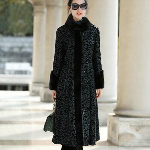 Sheepskin Genuine Leather Jacket Plus Size Natural Mink Fur Collar Winter Coat Women XS18D18-60 YY760