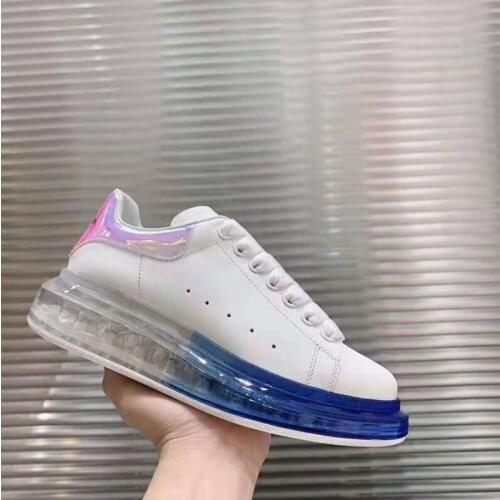 Muffin Sponge Thick Bottom Crystal Air Cushion Color Matching Women Sports White Shoes Luxury Brand Lovers Shoes 2019 Summer New