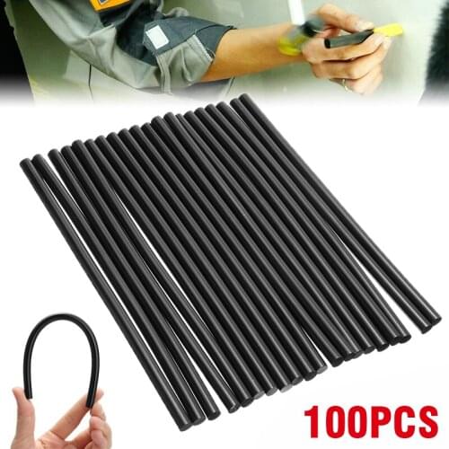 100Pcs/Set 19x0.7cm Black Resin Melt Glue Sticks Paintless Dent Repair Puller Car Body Hail Removal DIY Auto Repair Tool Parts