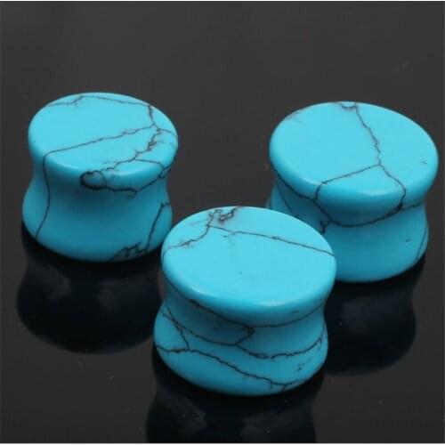 2pcs/lot Blue Natural Stone Ear Plugs Tunnels Flesh Expansions Piercing Ear Plugs Sexy Gauges Expanders Rings Body Jewelry Gifts