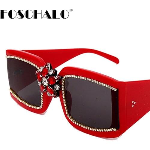 2020 Vintage Square Sunglasses Women Trendy Designers Diamond One Piece Sun Glasses Men Retro Rhinestone Vintage Sunglasses