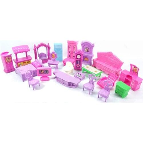 22pieces/bag lol dolls furniture TV chair table Bathtub sofa Bed toys for Kids lol accessories size suit for montessori toy