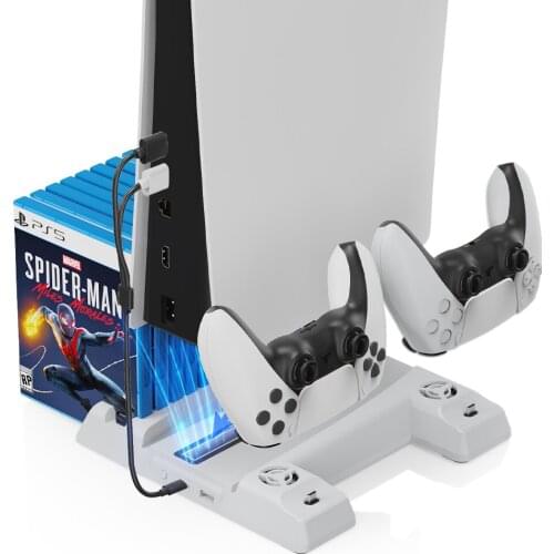 3 in 1 PS5 DE/UHD Host Multi-function Charging Cooling Fan Base Game Disc Storage Tray Dual Controller Base Charging Bracket