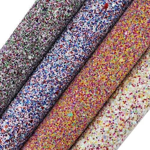 30X134cm Roll Mix Blue Red Orange Pink Chunky Glitter Fabric For Handbags Bows Earring Sawing DIY AY085