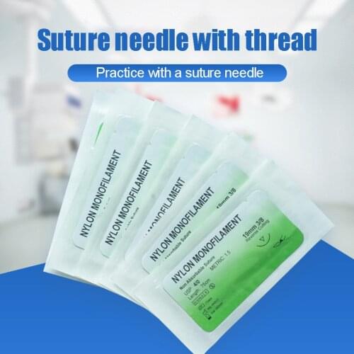 6/12 Pcs 75cm Medical Needle Suture Nylon Monofilament Thread Suture Practice Kit Teaching Demonstrations Exercises